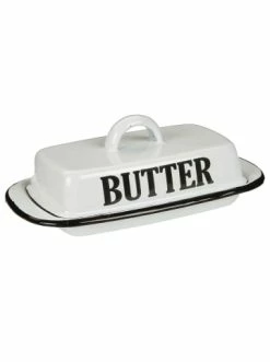 Schlussverkauf 🌟 Küche Ambiente Haus Butterdose Aus Emaille In Antikweiß Günstig Kaufen 💯