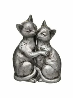 Aktion 🔔 Dekoration Ambiente Haus Katzen-Paar In Antiksilber - (H) 15 Cm Günstig Kaufen 🤩