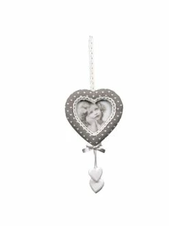 Schlussverkauf 😉 Dekoration Ambiente Haus Stoff-Fotorahmen - Herzform In Grau Günstig Kaufen ✨