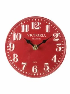 Brandneu 🥰 Dekoration Ambiente Haus Tischuhr Aus Metall In Rot - 15 Cm - Günstig Kaufen 🧨